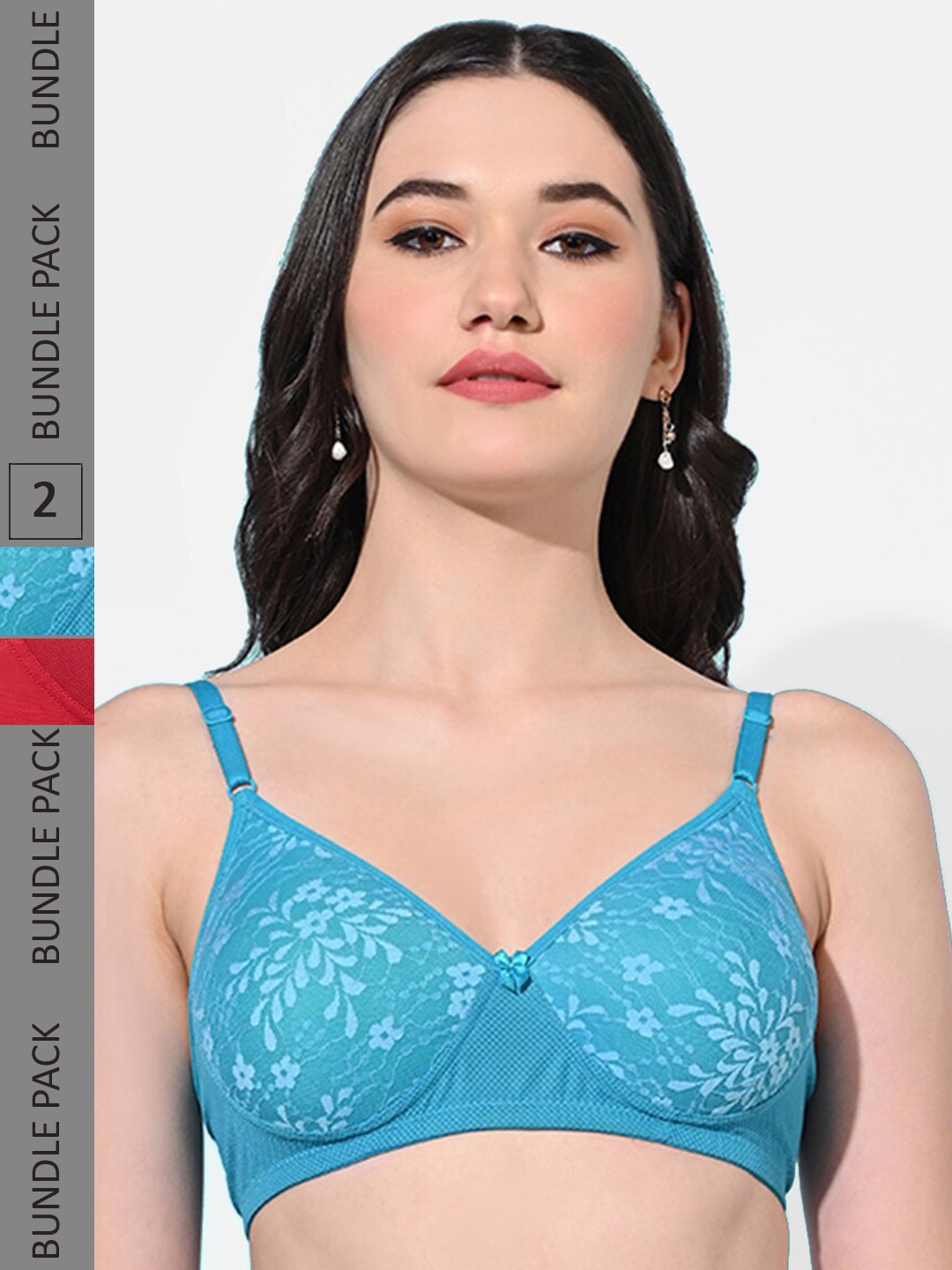 

FIMS Pack Of 2 Non-Wired Lightly Padded Seamless Everyday Bra With All Day Comfort, Blue