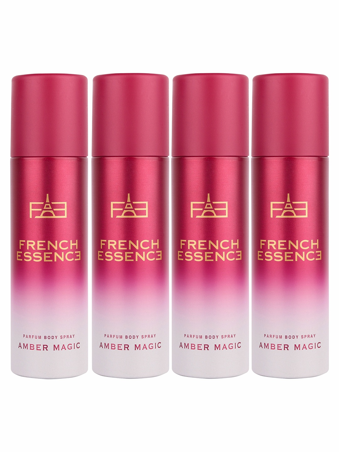 

FRENCH ESSENCE Set Of 4 No Gas Amber Magic Deodorants Body Spray - 120ml Each, Red