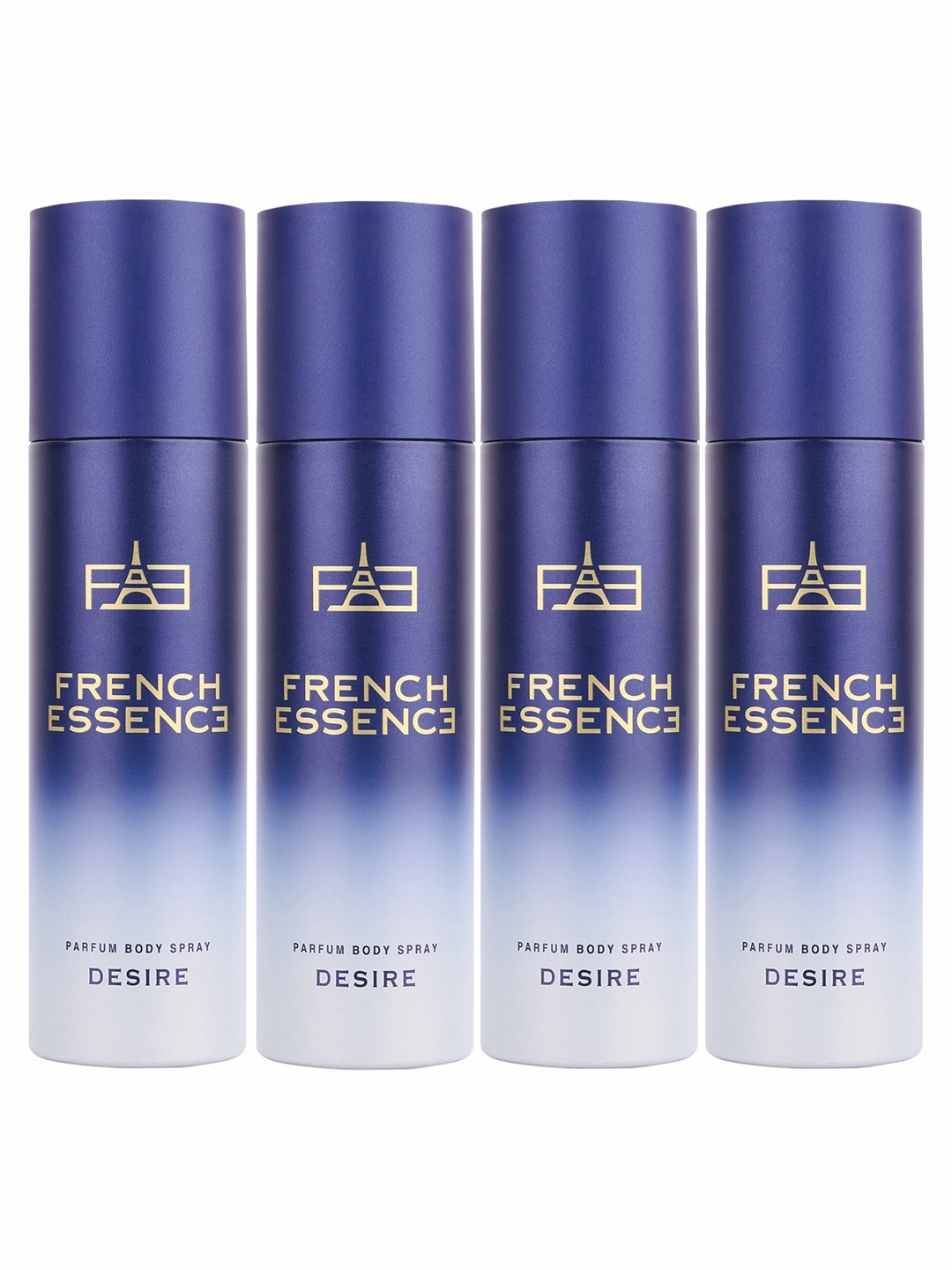 

FRENCH ESSENCE Pack of 4 Parfum Body Spray 120ml each - Desire, Blue