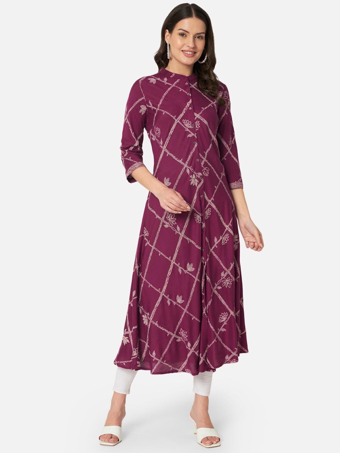 

ALL WAYS YOU Floral Printed A-Line Kurta, Purple