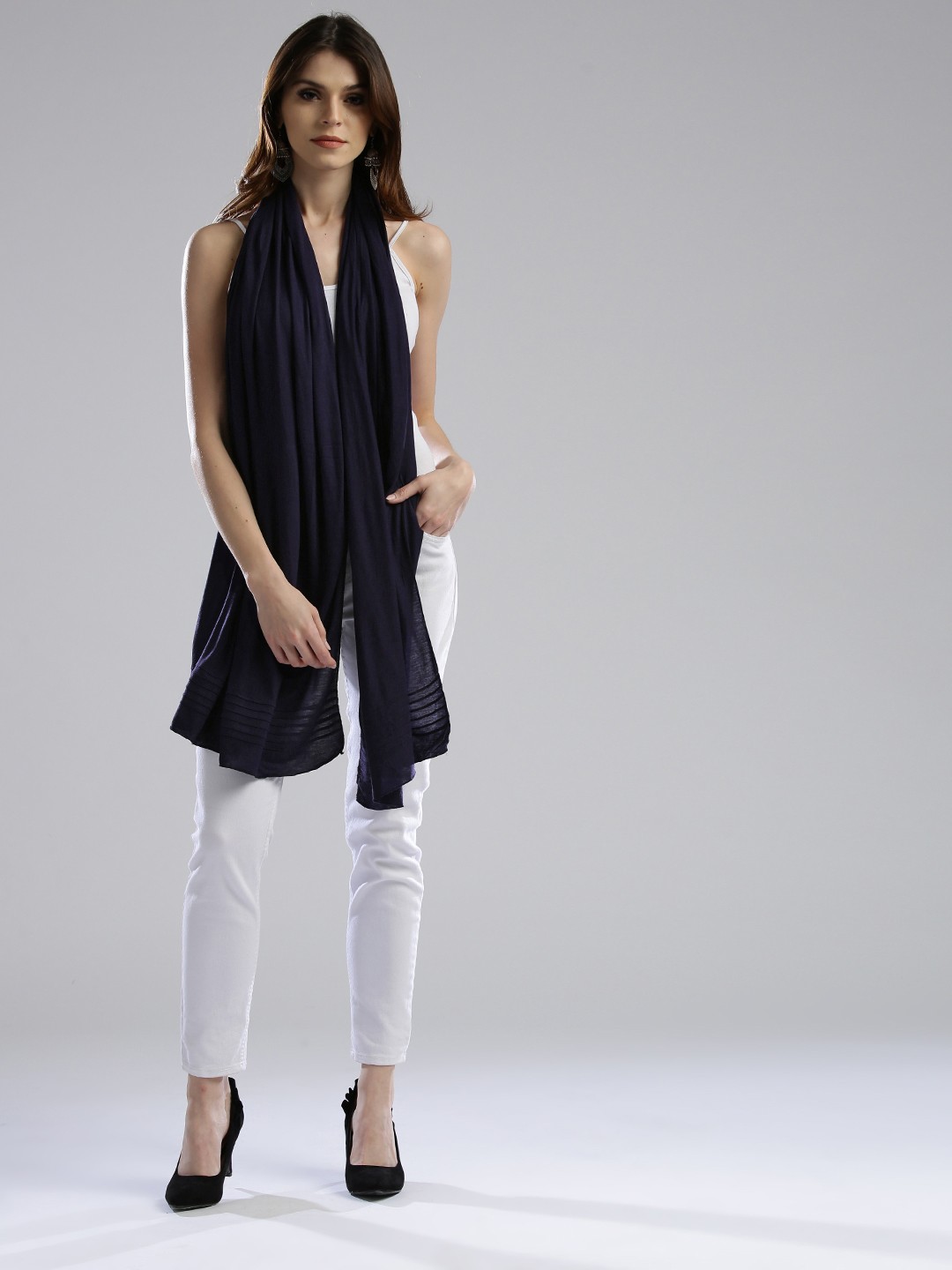 

W Navy Blue Solid Dupatta