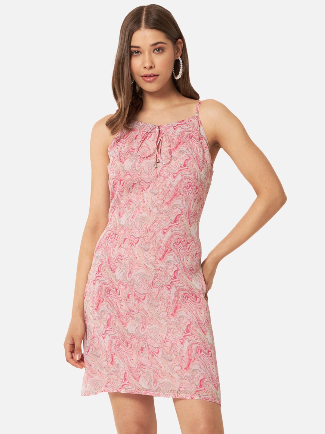 

ALL WAYS YOU Abstract Print Georgette Sheath Dress, Pink