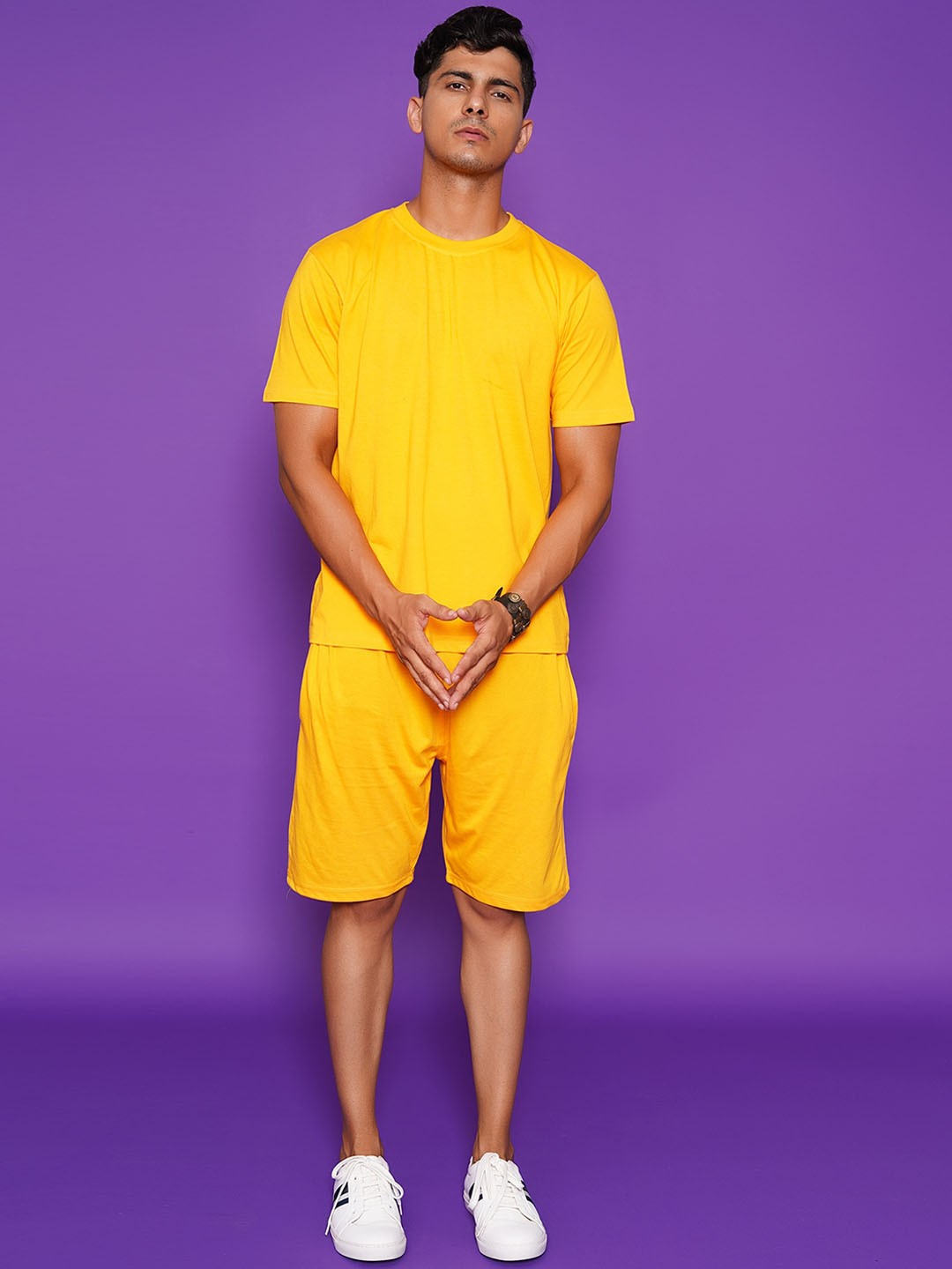 

KRAASA T-Shirt & Shorts Co-Ords, Mustard