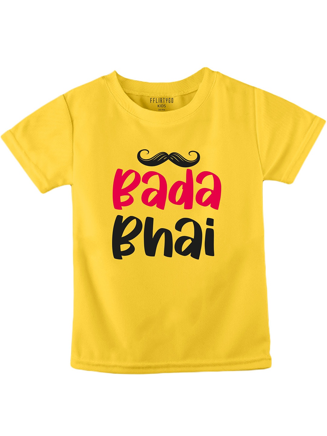 

FFLIRTYGO Kids Typography Printed Pure Cotton T-shirt, Yellow