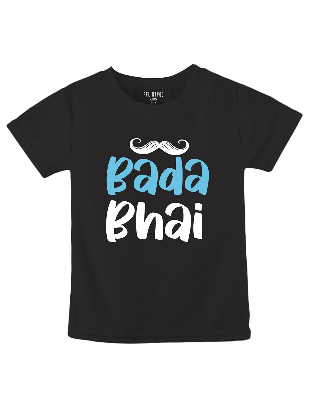

FFLIRTYGO Kids Typography Printed Pure Cotton T-shirt, Black