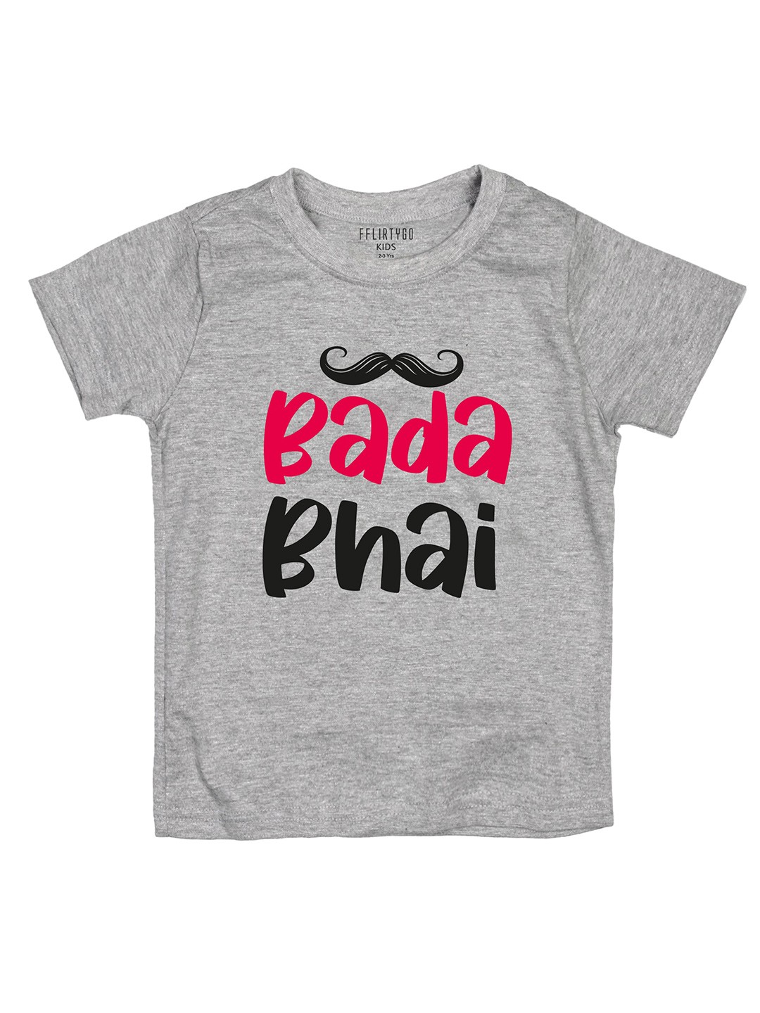 

FFLIRTYGO Kids Typography Printed Pure Cotton T-shirt, Grey