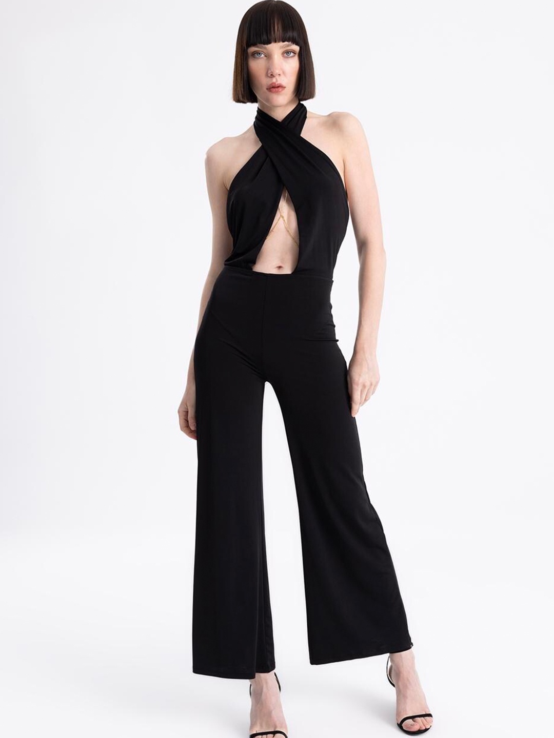

PRET A TUER Halter Neck Basic Jumpsuit, Black