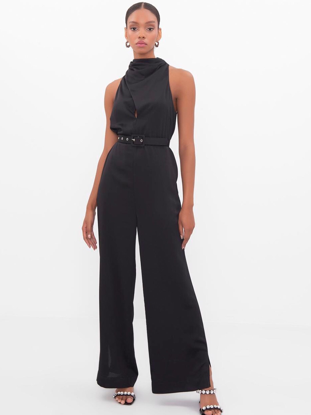 

PRET A TUER Cowl Neck Basic Jumpsuit, Black