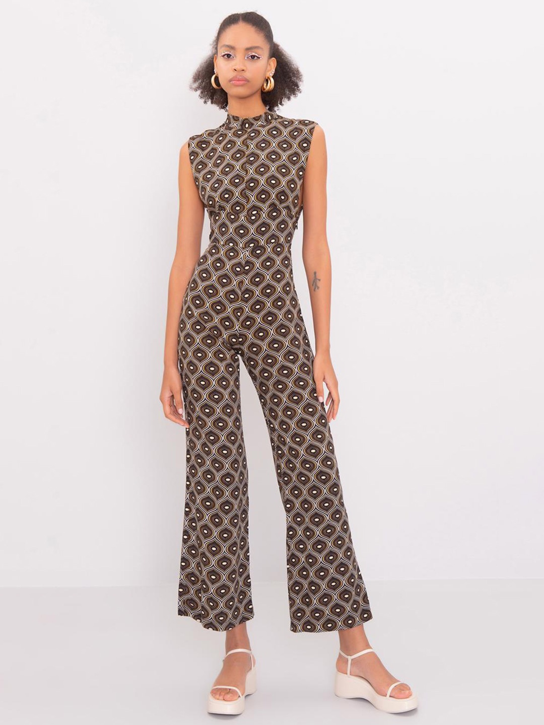 

PRET A TUER Printed Culotte Jumpsuit, Black