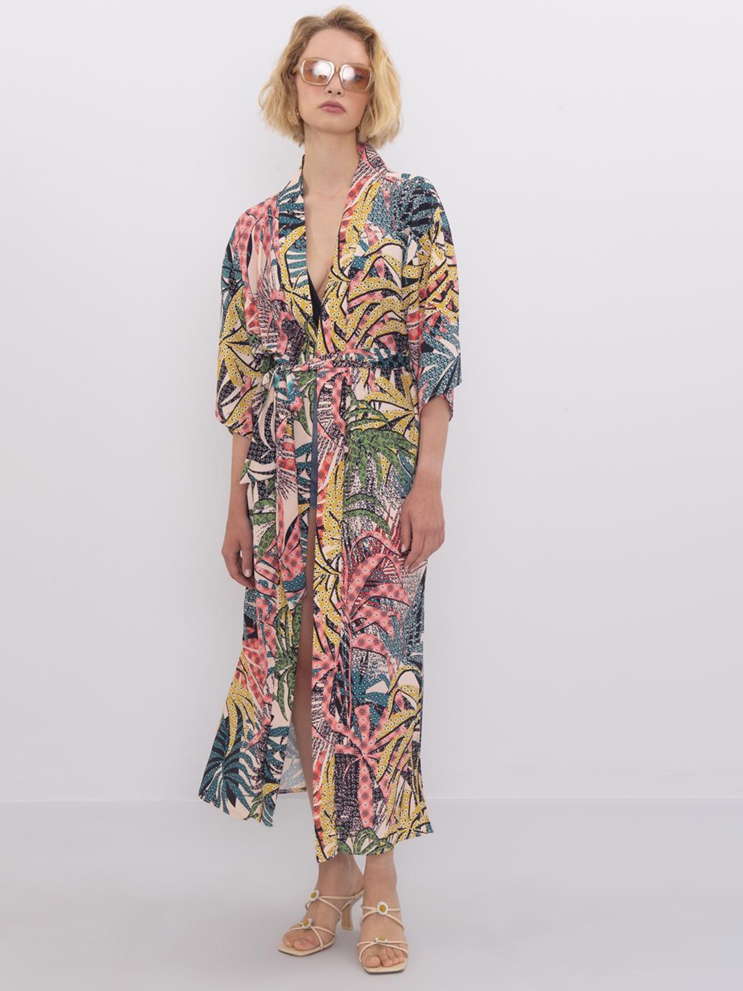 

PRET A TUER Floral Printed Longline Tailored Jacket, Green
