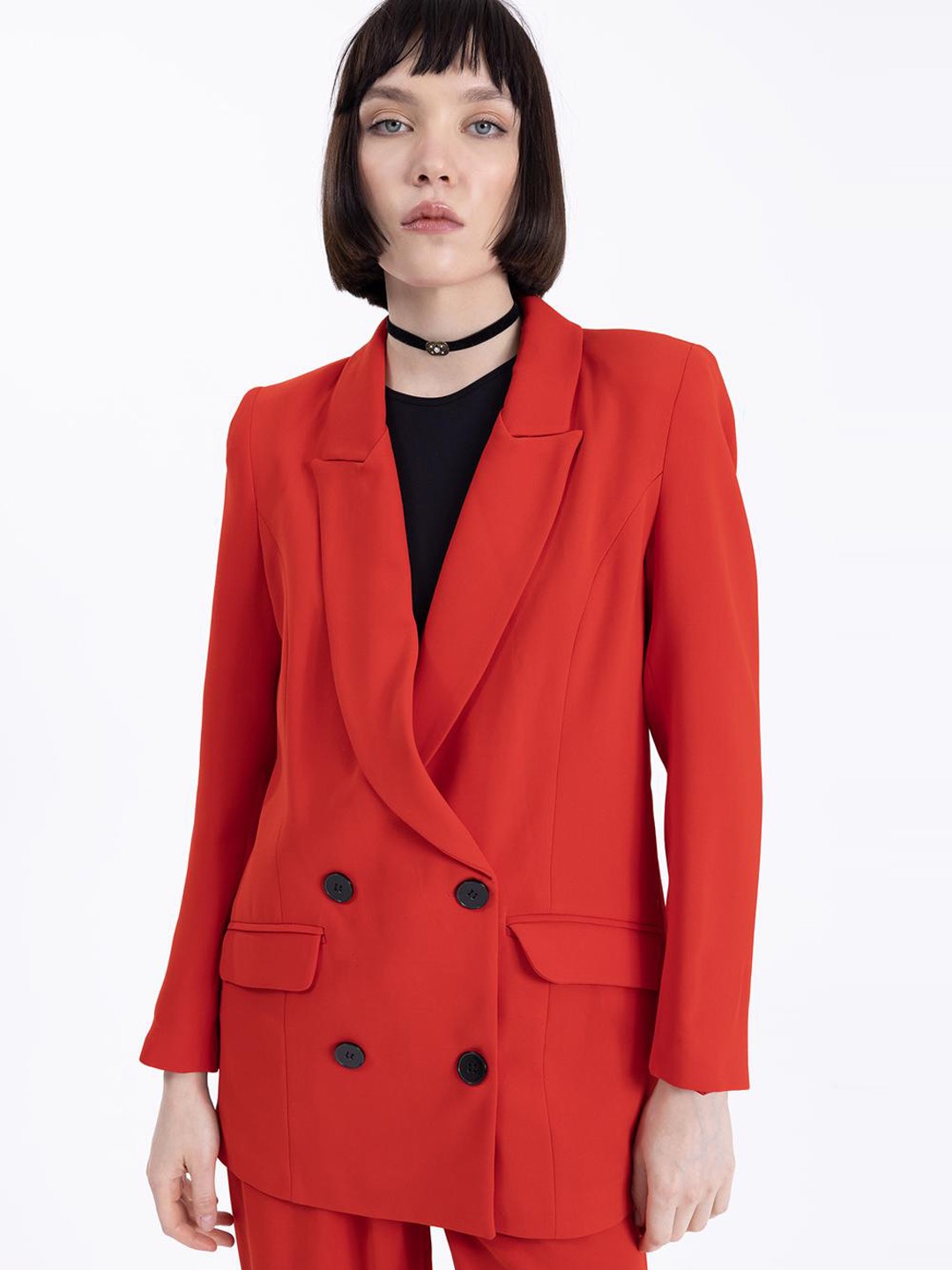 

PRET A TUER Longline Tailored Jacket, Red