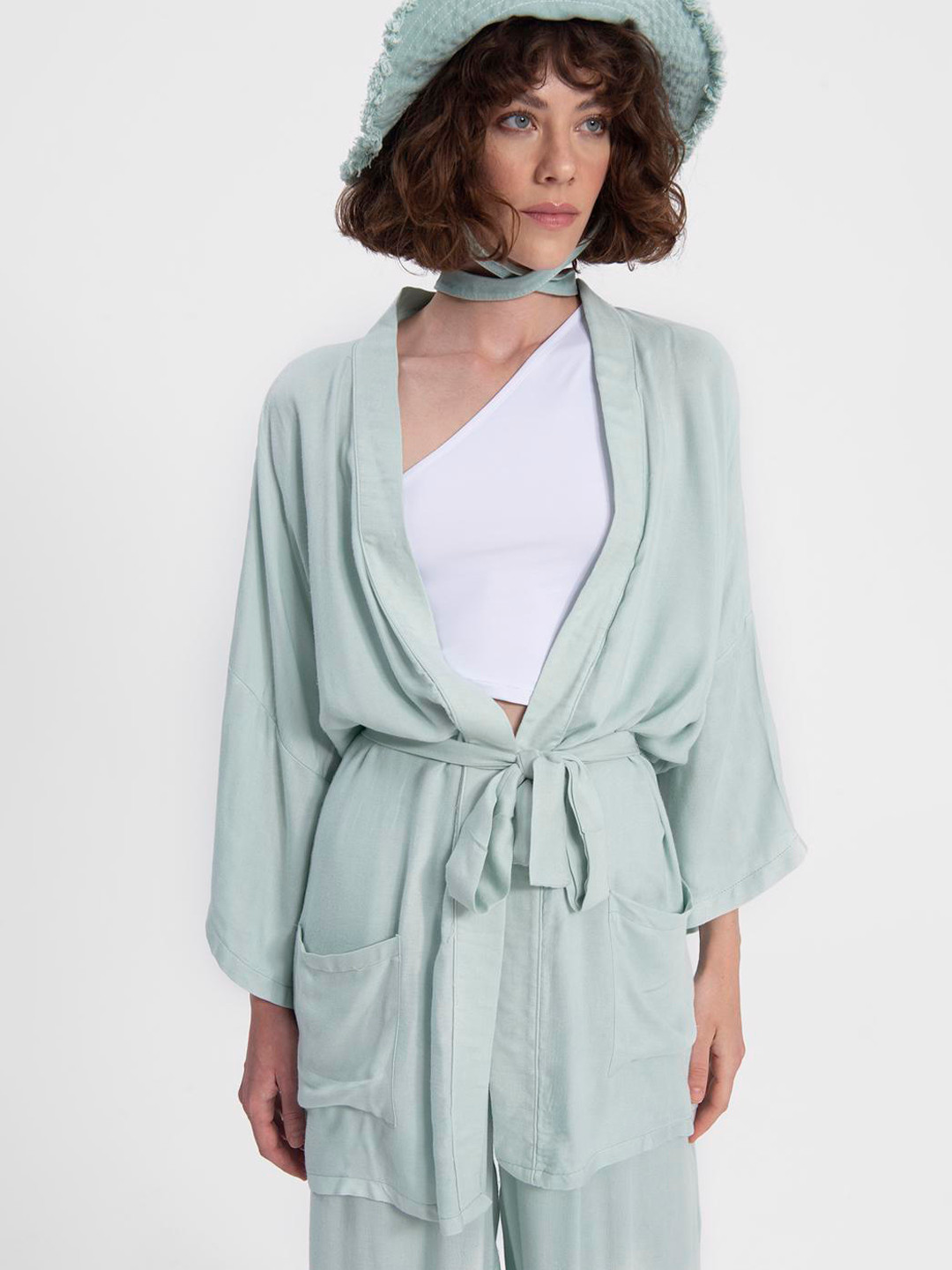 

PRET A TUER Longline Open Front Jacket, Green