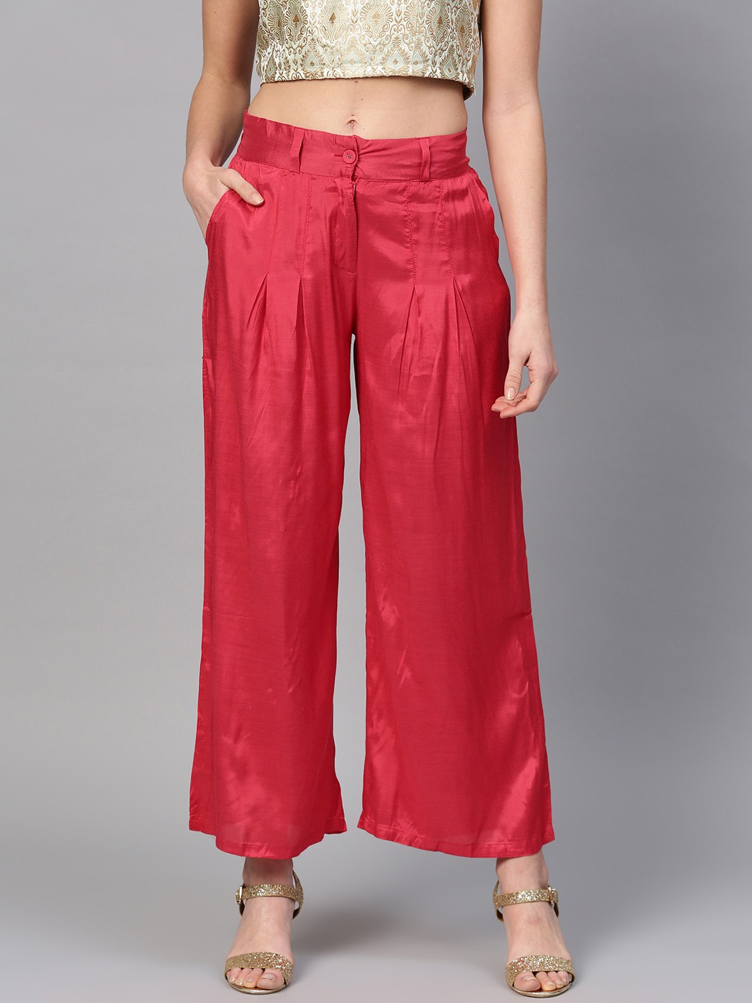 

WISHFUL by W Women Red WISHFUL by Wide Leg Solid Palazzos