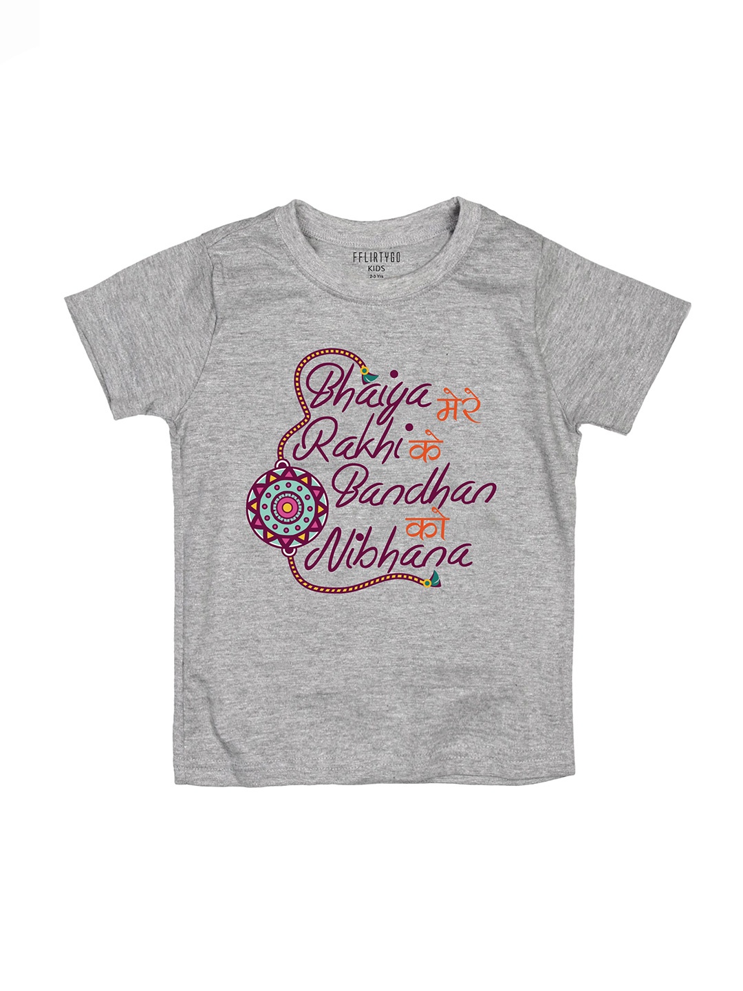 

FFLIRTYGO Kids Typography Printed Pure Cotton T-shirt, Grey