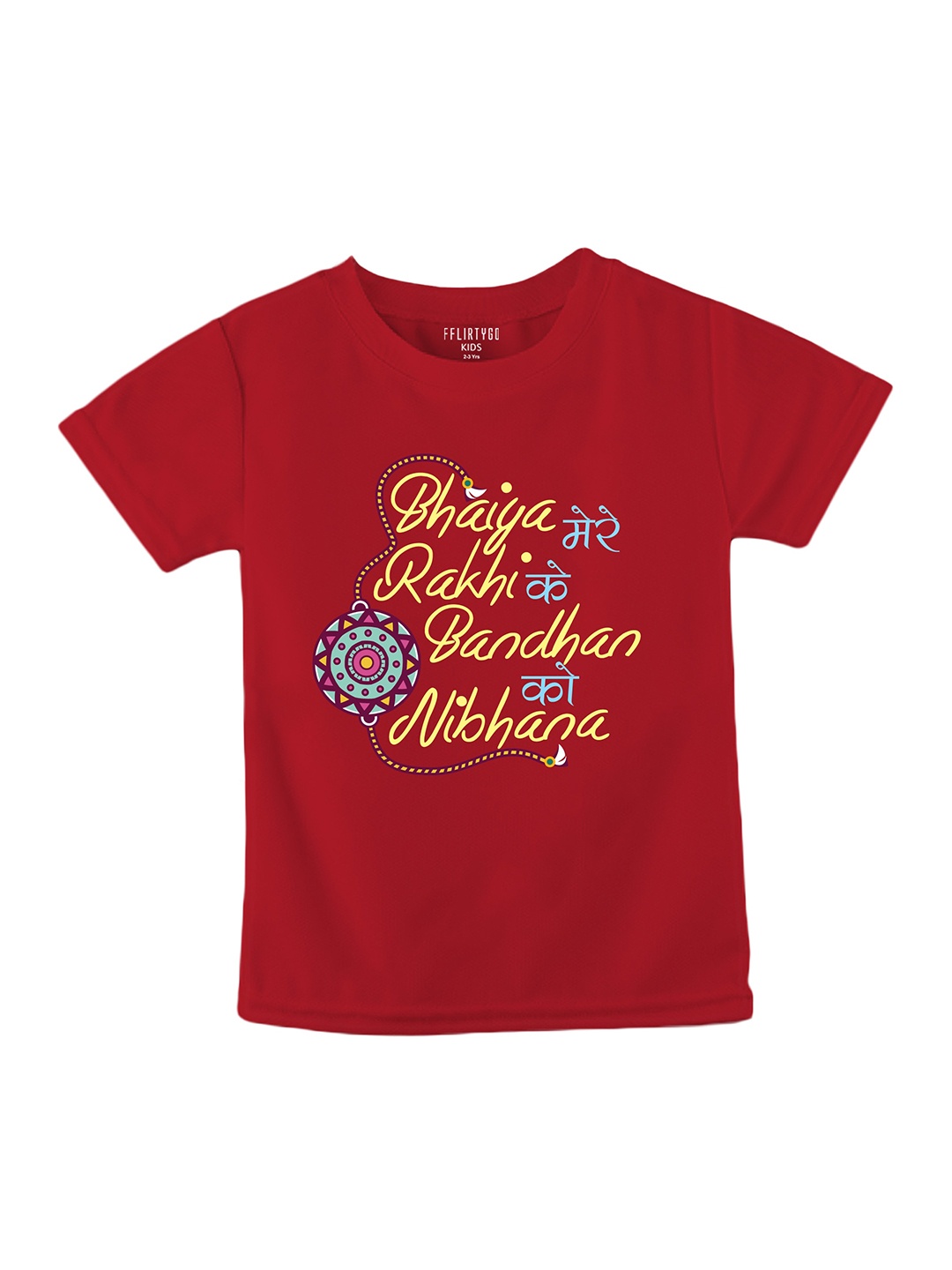 

FFLIRTYGO Kids Typography Printed Pure Cotton T-shirt, Red