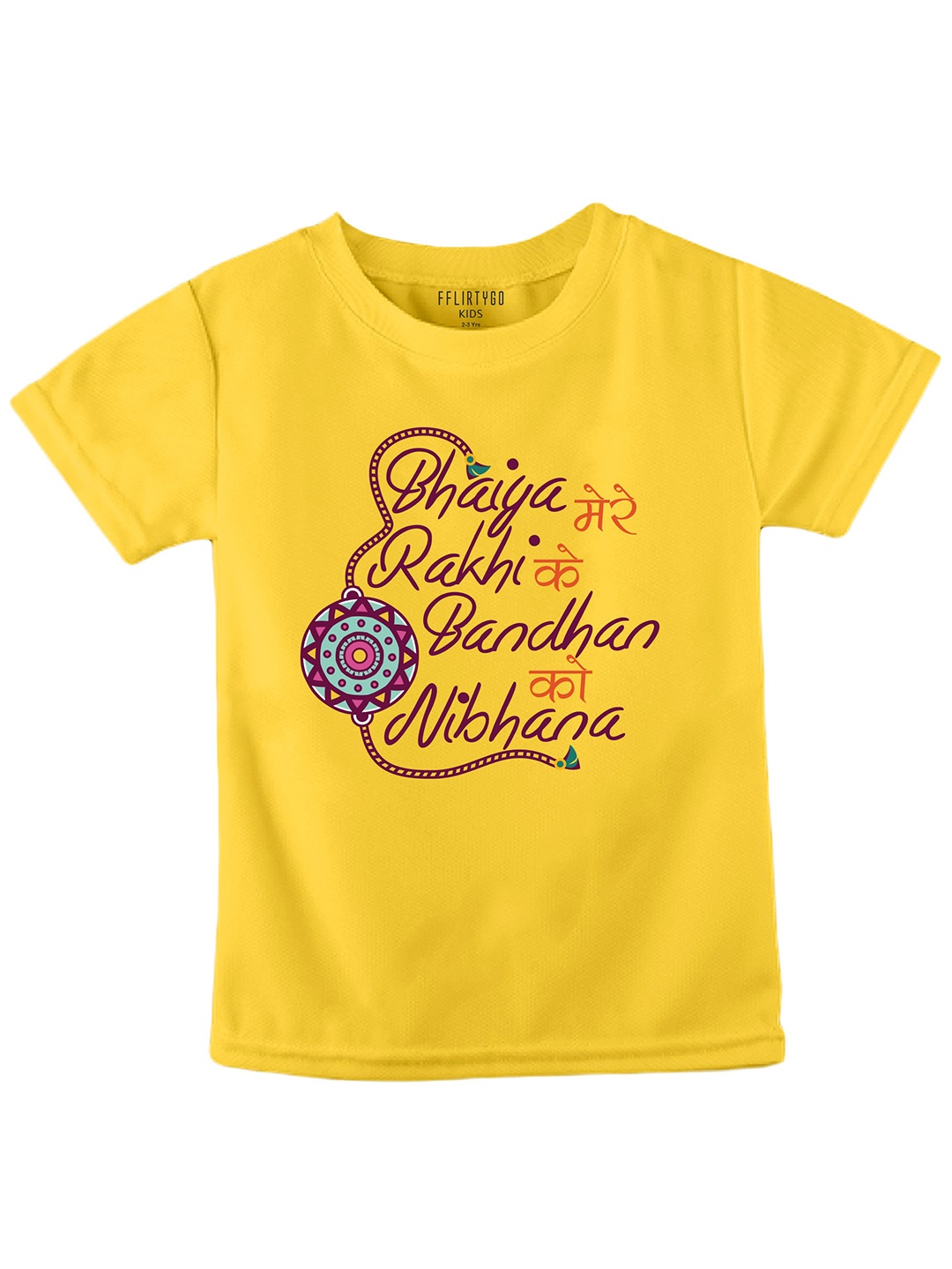 

FFLIRTYGO Kids Typography Printed Pure Cotton T-shirt, Yellow