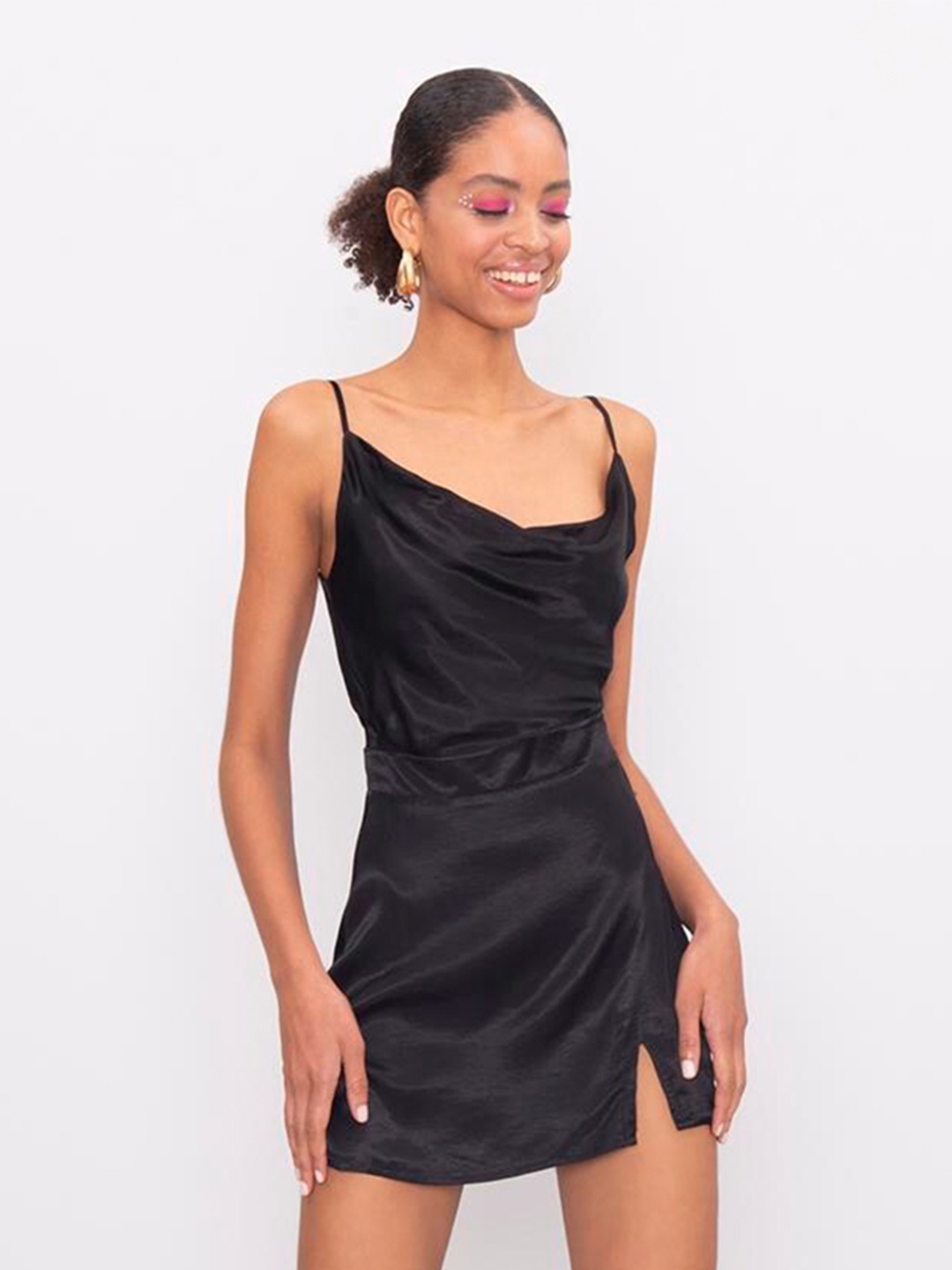 

PRET A TUER Cowl Neck Sheath Mini Dress, Black