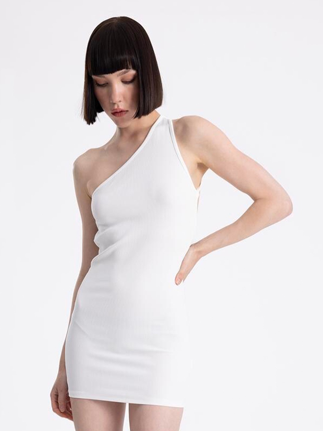 

PRET A TUER One Shoulder Bodycon Mini Dress, White