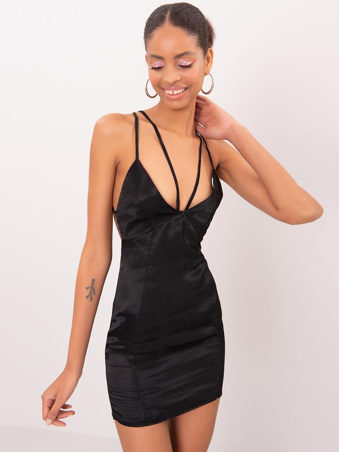 

PRET A TUER Shoulder Straps Sheath Mini Dress, Black