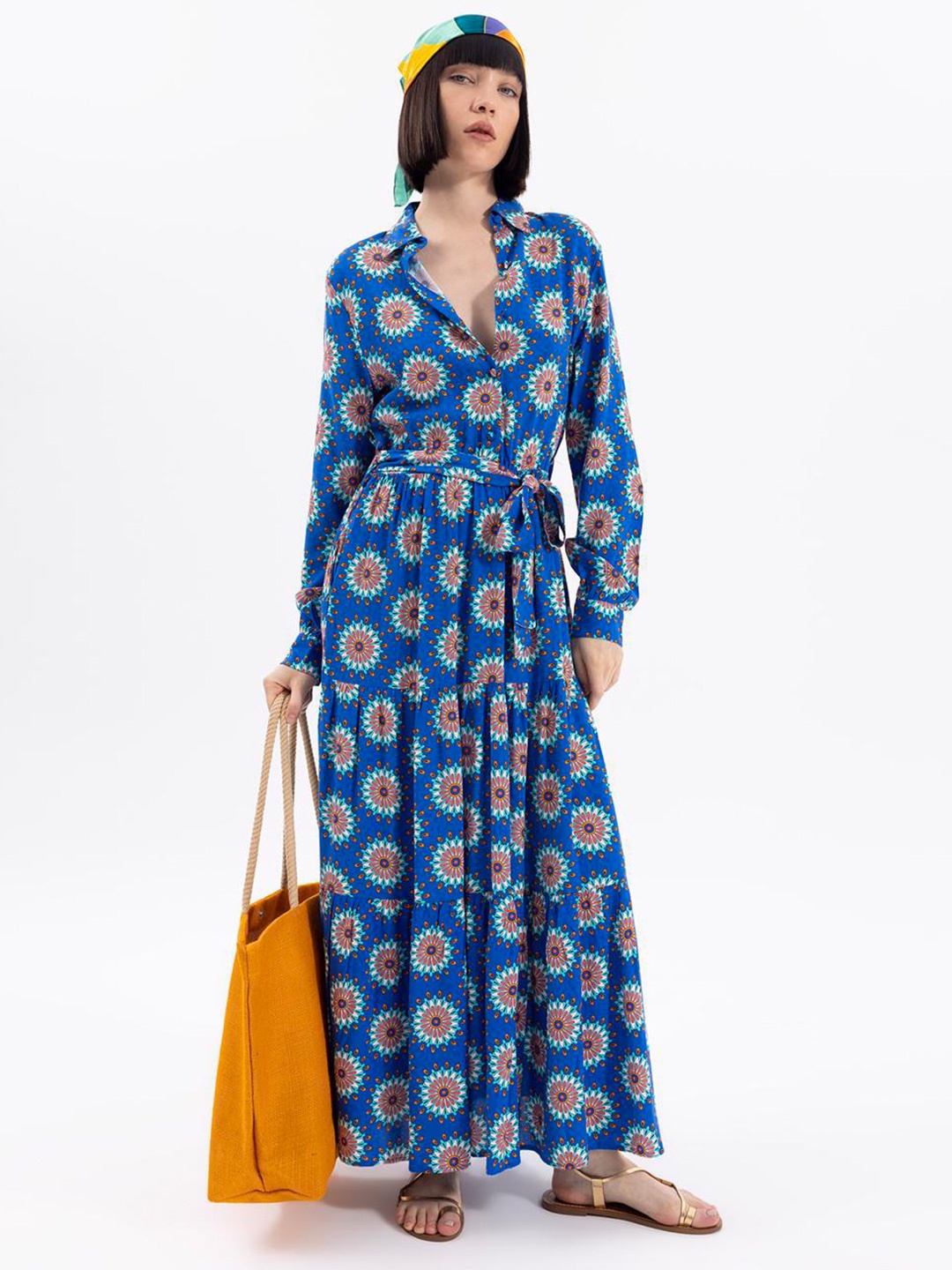 

PRET A TUER Ethnic Motifs Print Maxi Dress, Blue