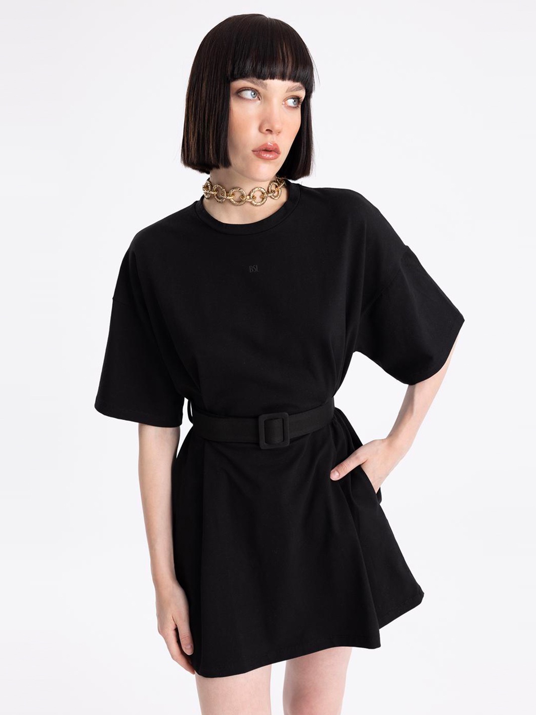 

PRET A TUER T-shirt Cotton Mini Dress, Black