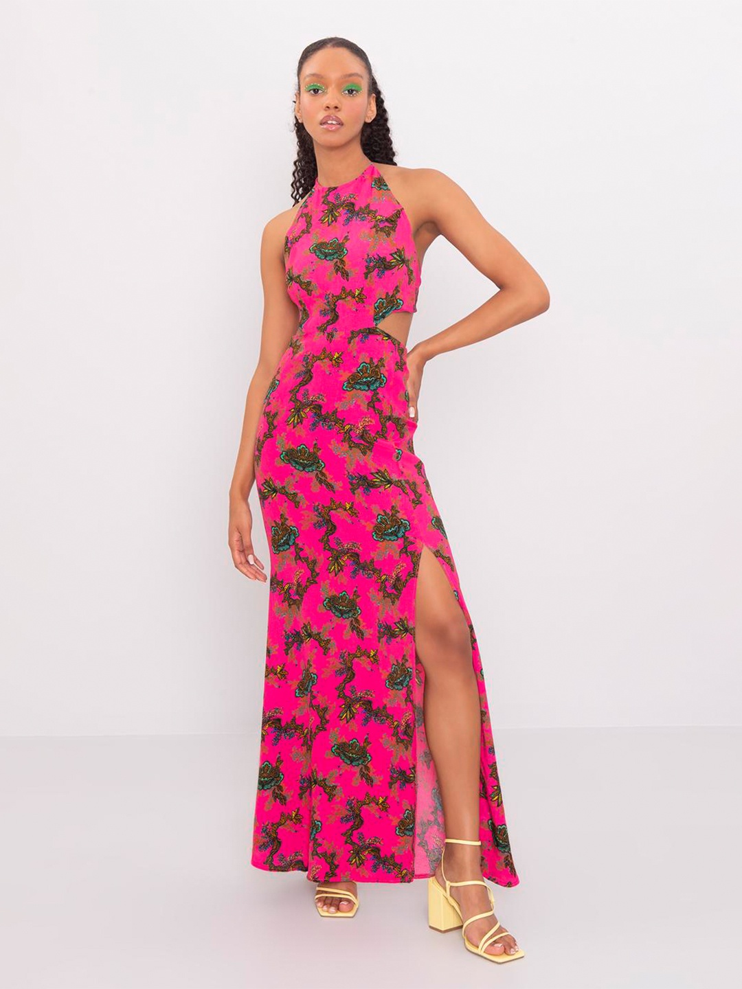 

PRET A TUER Floral Printed Cut-Out Maxi Dress, Pink