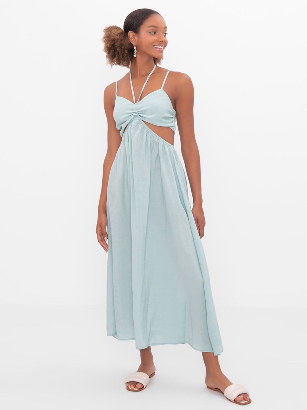 

PRET A TUER Shoulder Straps Tie-Ups Maxi Dress, Blue