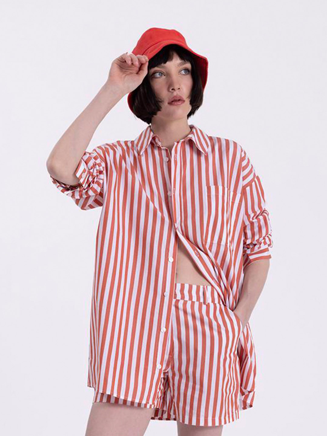 

PRET A TUER Classic Tailored Fit Vertical Striped Cotton Casual Shirt, Purple