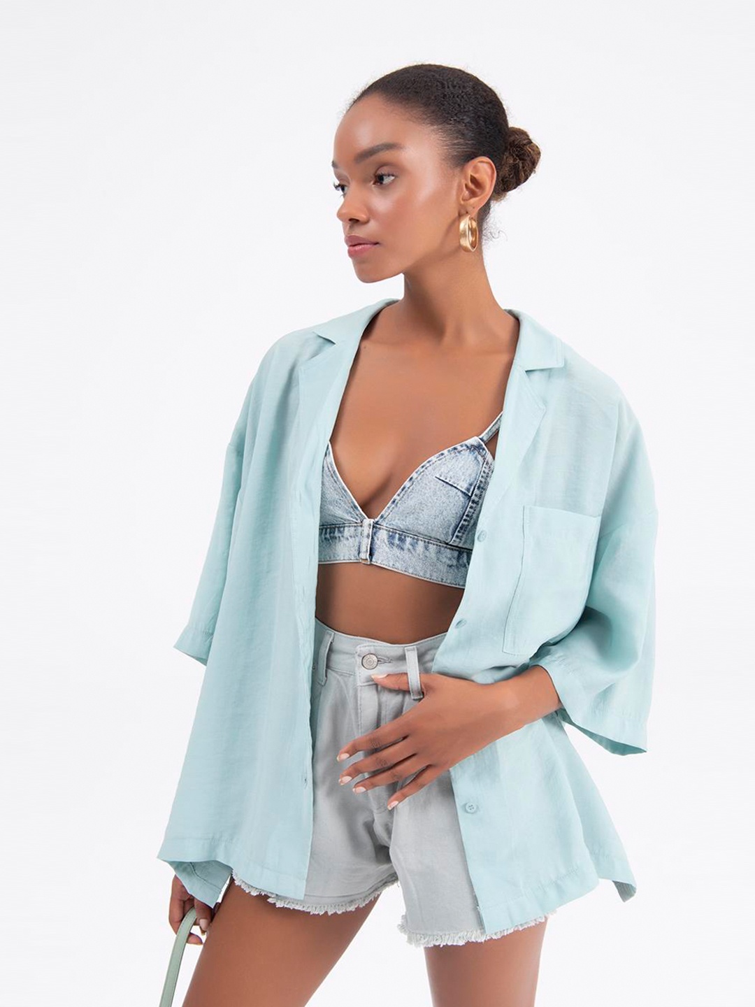 

PRET A TUER Classic Boxy Oversize Casual Shirt, Blue