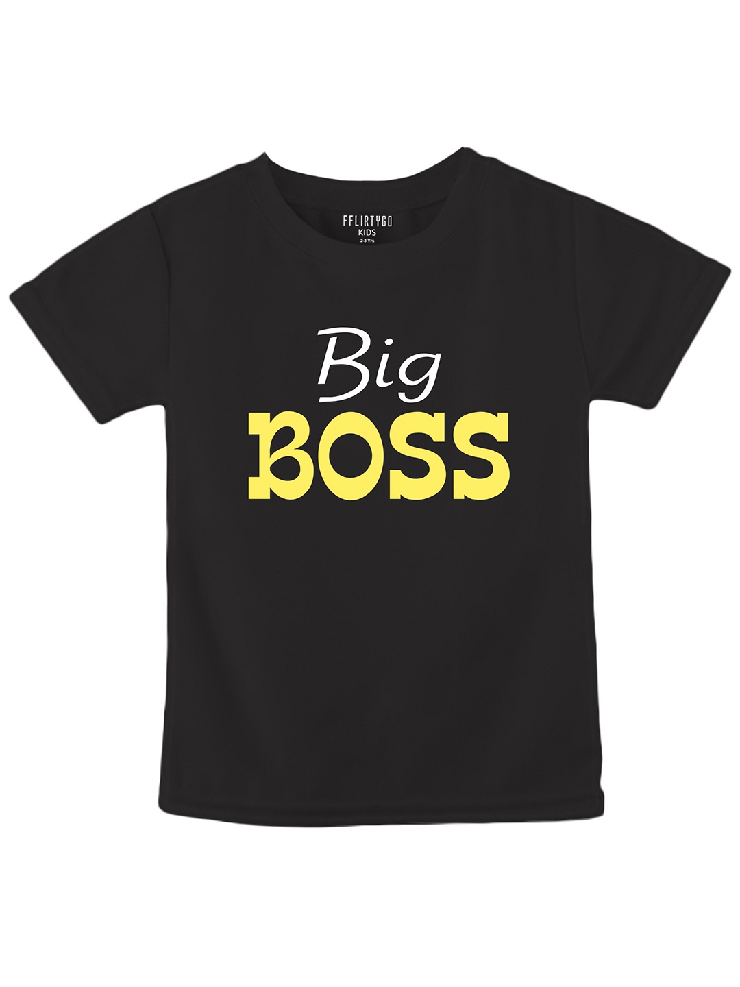 

FFLIRTYGO Kids Typography Printed Pure Cotton T-shirt, Black