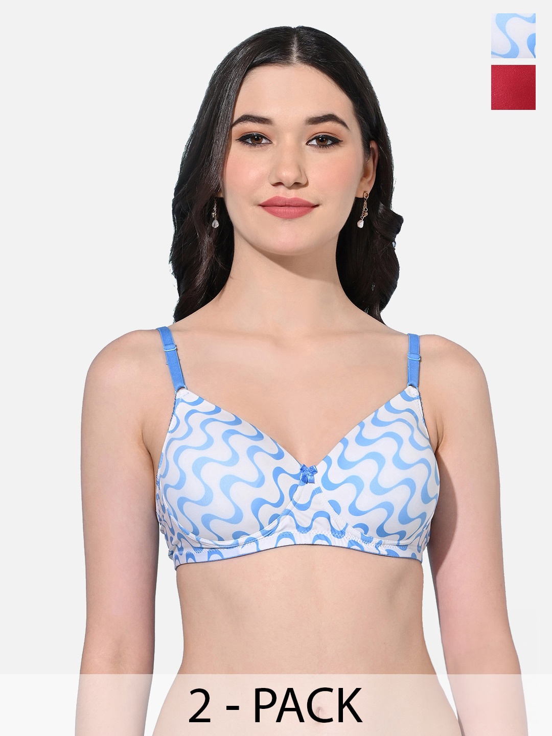 

FIMS Pack of 2 Full Coverage Lightly Padded Bra, Blue