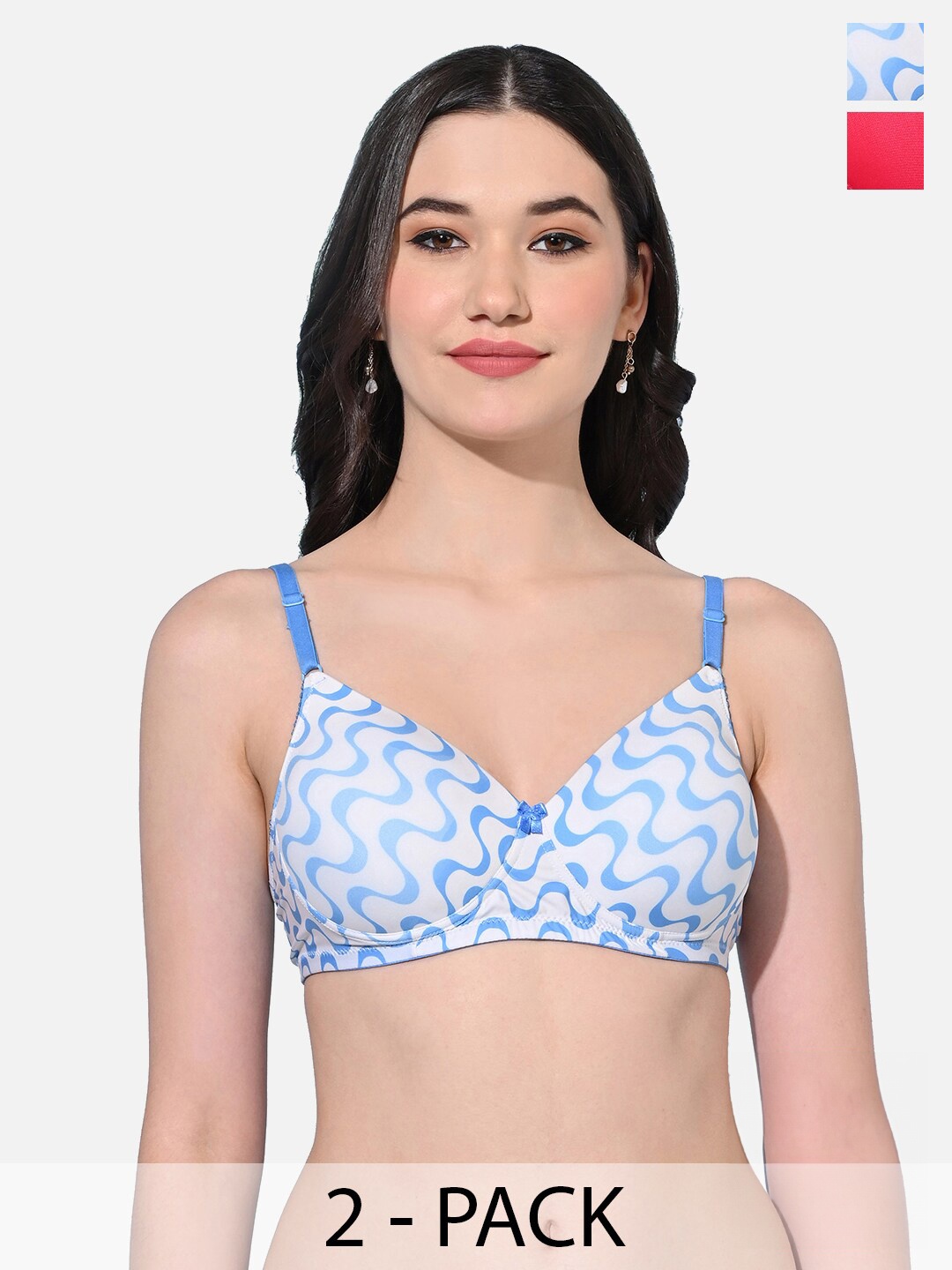 

FIMS Pack of 2 Full Coverage Lightly Padded Bra With All Day Comfort, Blue