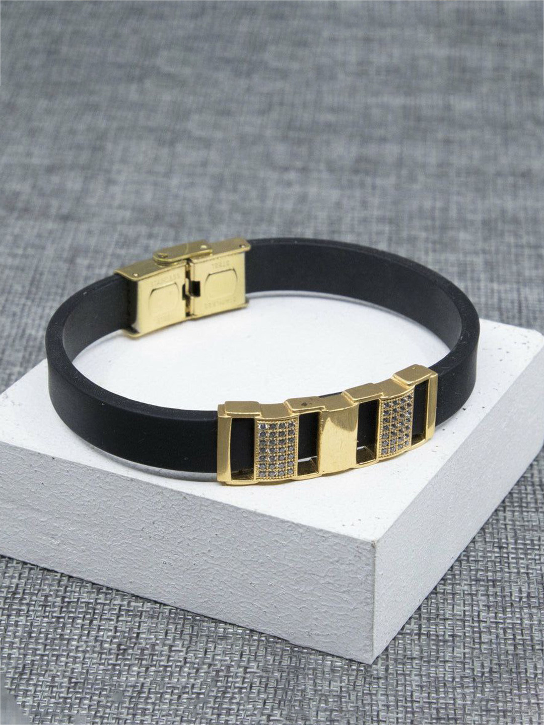 

LAFORWORD Gold-Toned American Diamond Gold-Plated Wraparound Bracelet