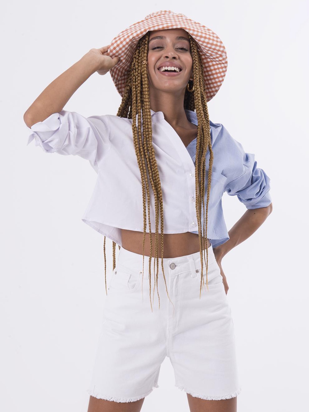

PRET A TUER Women High-Rise Cotton Chino Shorts, White