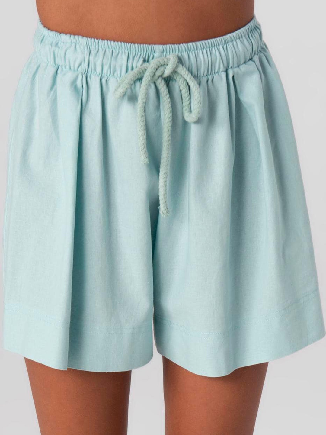 

PRET A TUER Women Loose Fit Linen Shorts, Blue