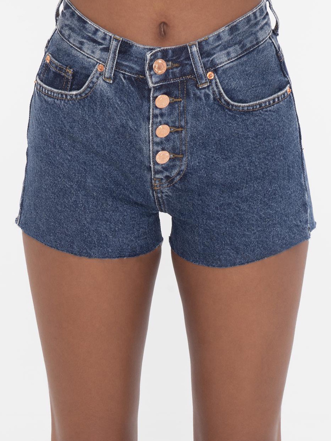 

PRET A TUER Women Mid-Rise Cotton Denim Shorts, Blue