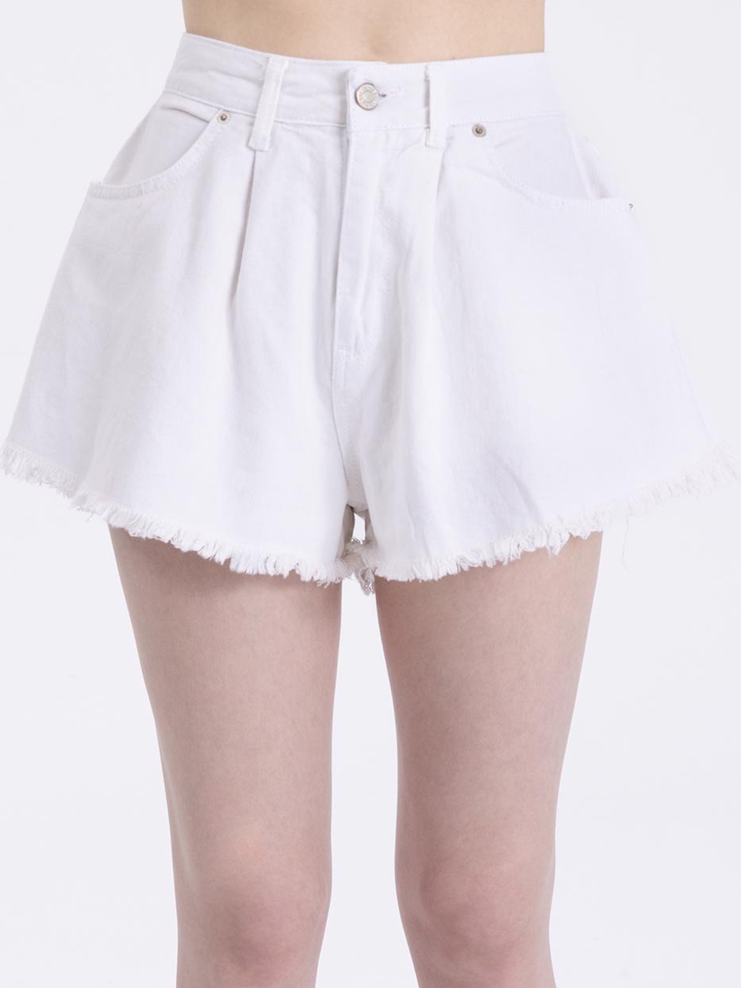 

PRET A TUER Women Mid Rise Cotton Loose Fit Shorts, White