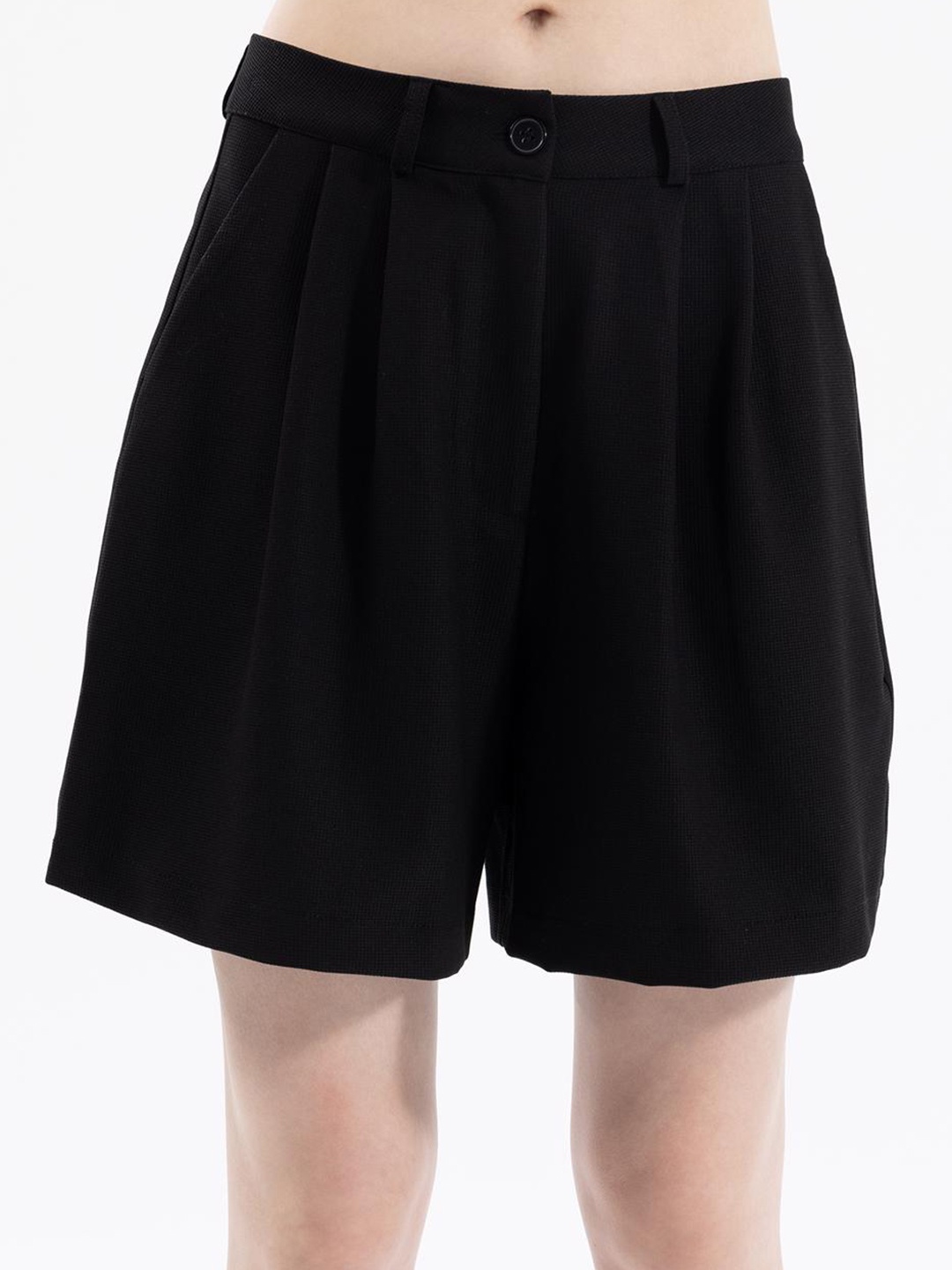 

PRET A TUER Women Mid Rise Loose Fit Shorts, Black