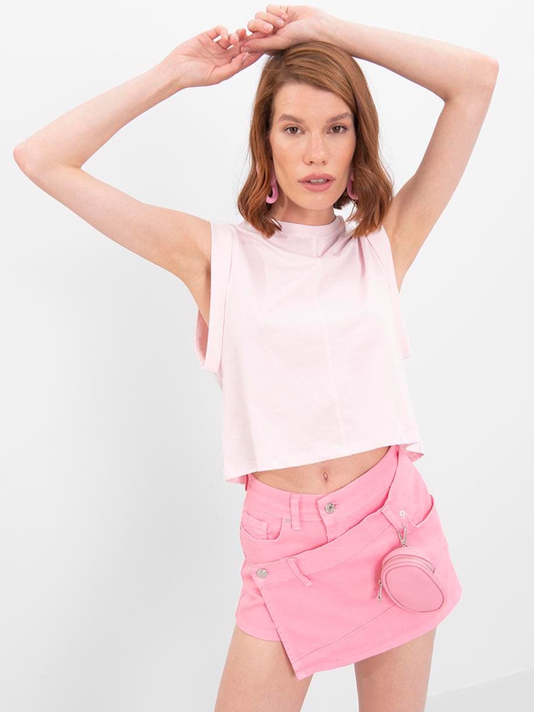 

PRET A TUER Mini Length Pure Cotton Skorts, Pink
