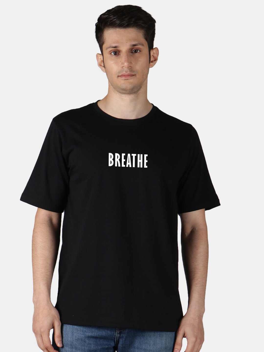 

Mad Over Print Typography Printed Cotton T-shirt, Black