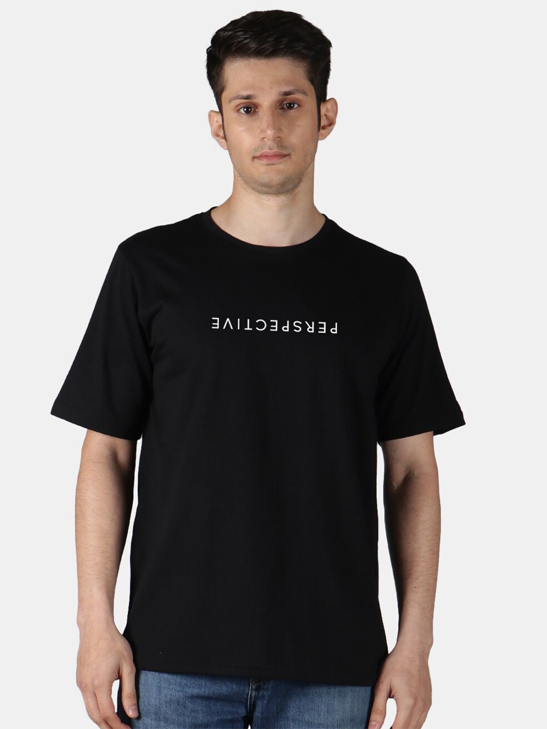 

Mad Over Print Typography Printed Cotton T-shirt, Black