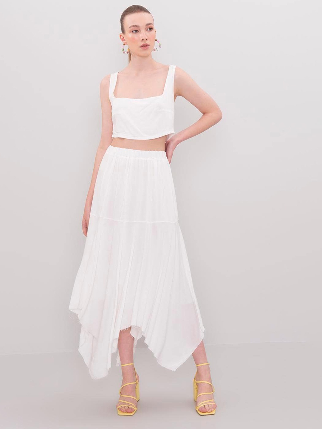 

PRET A TUER Midi Flared Skirt, White