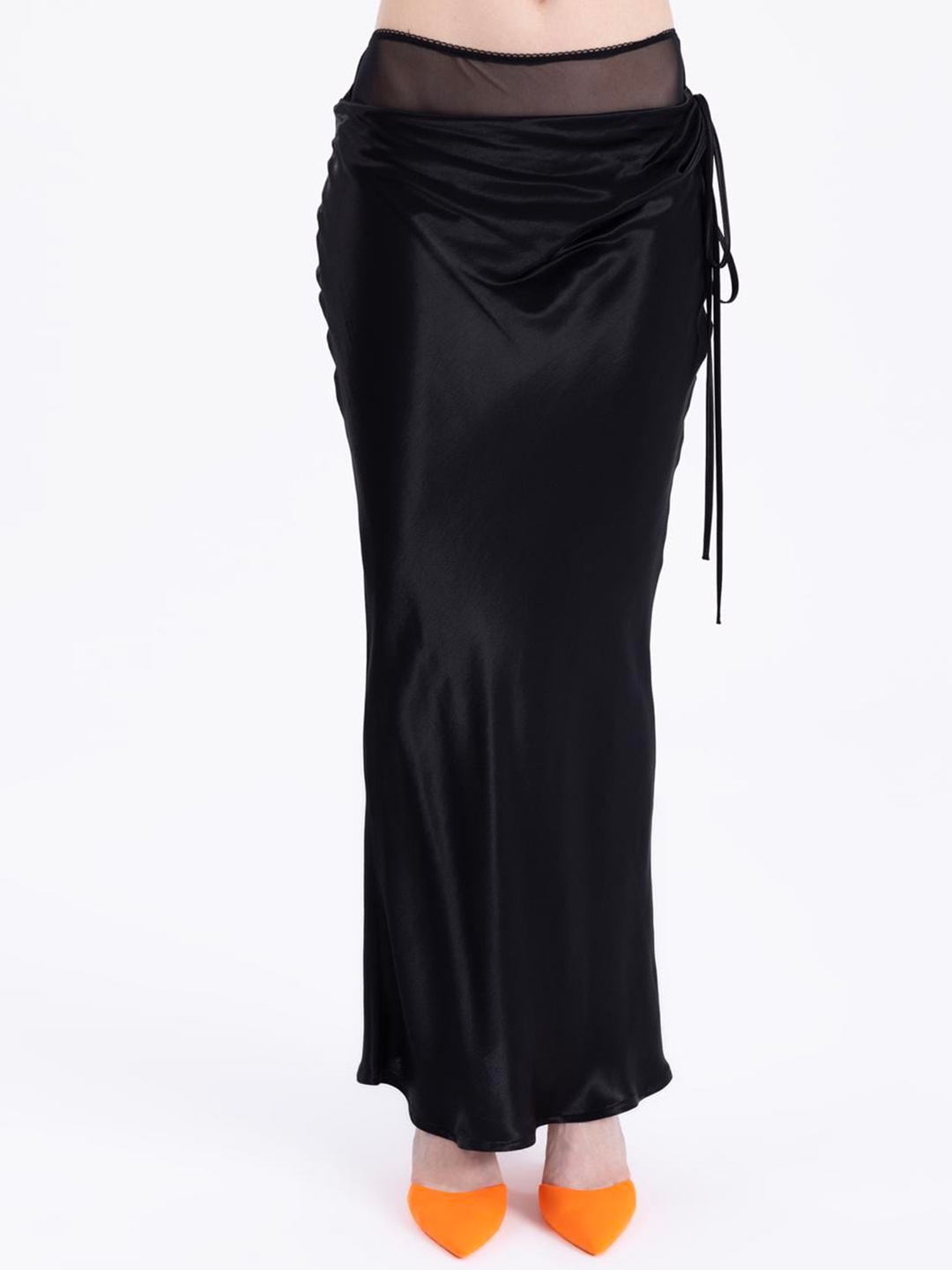 

PRET A TUER Tulle Detailed Pencil Midi Skirt, Black