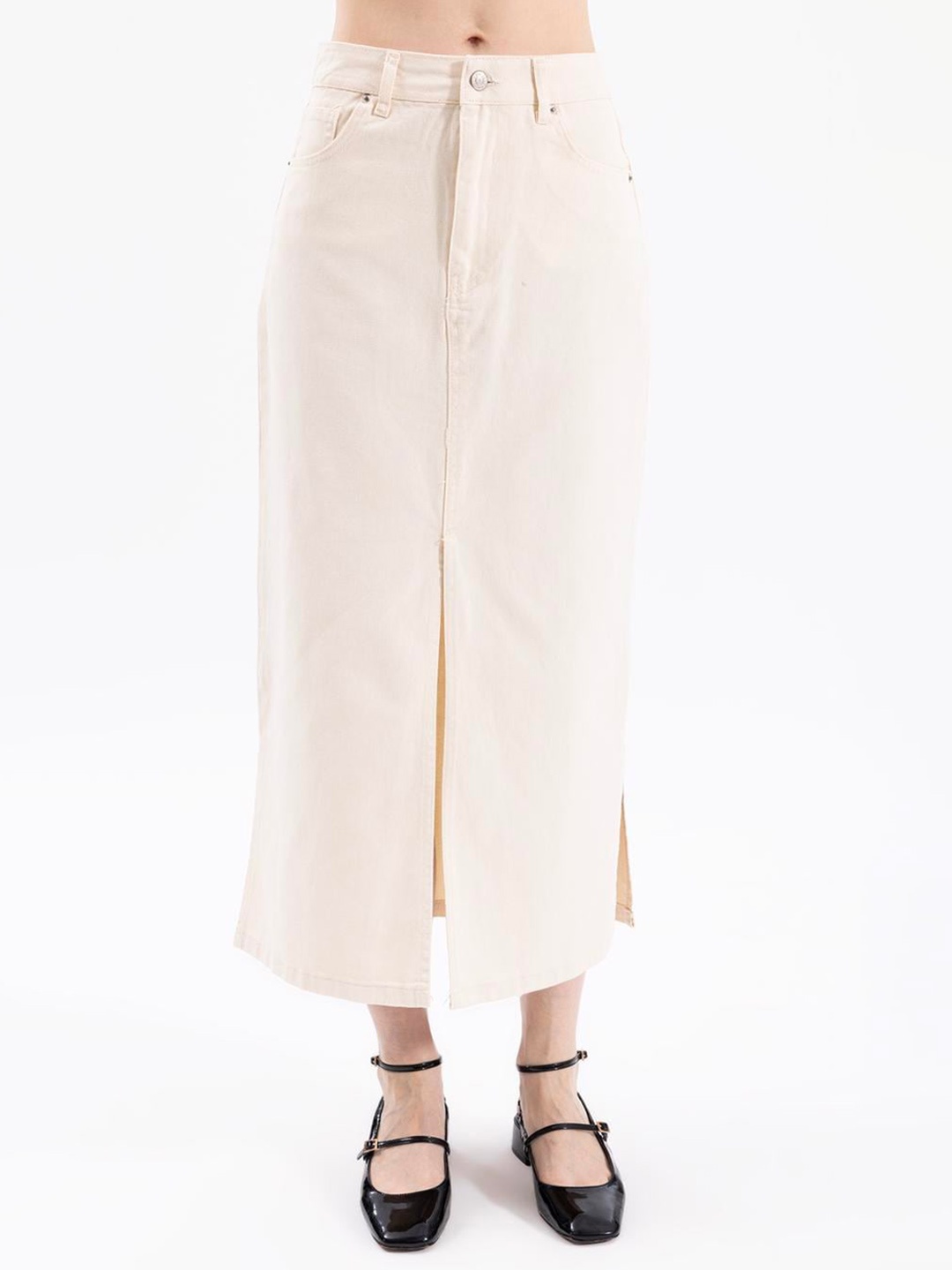 

PRET A TUER Midi Straight Skirt, Cream
