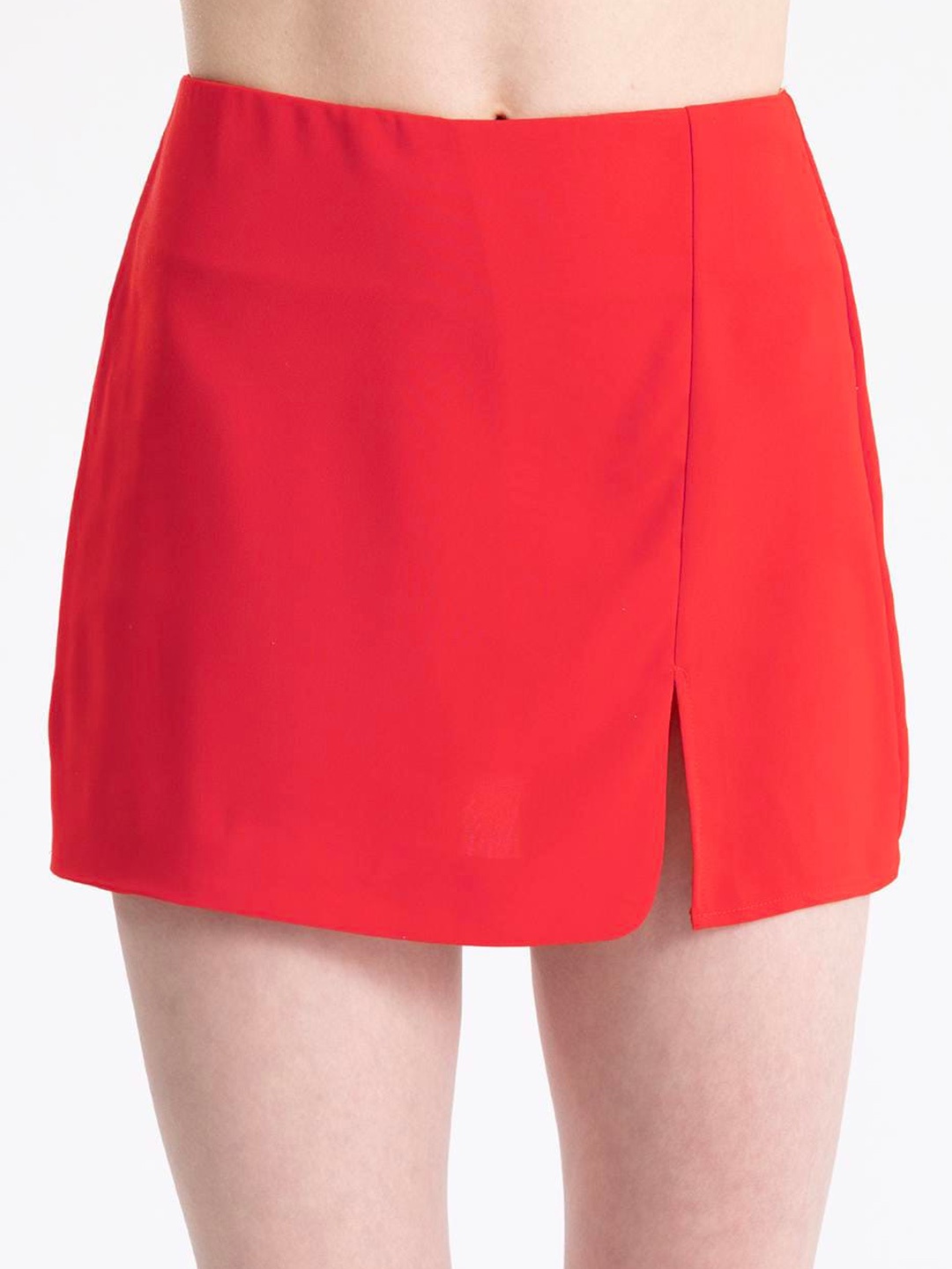 

PRET A TUER Slitted Mini Skirt, Red