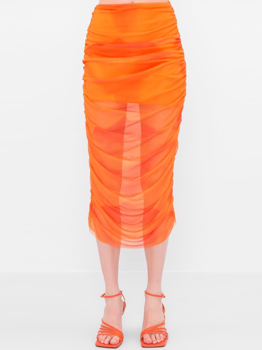 

PRET A TUER Tie & Dye Pencil Midi Skirt, Orange