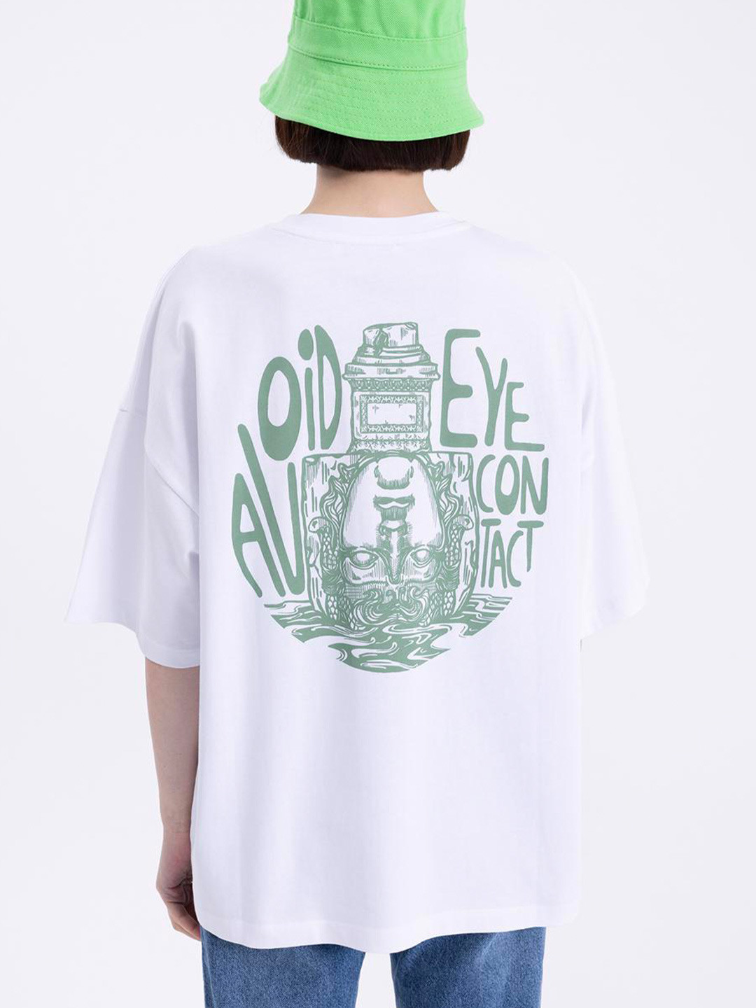 

PRET A TUER Typography Printed Drop-shoulder Sleeves Cotton T-shirt, White