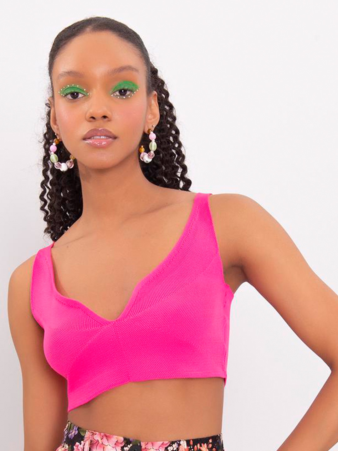 

PRET A TUER Shoulder Straps Bralette Crop Top, Pink