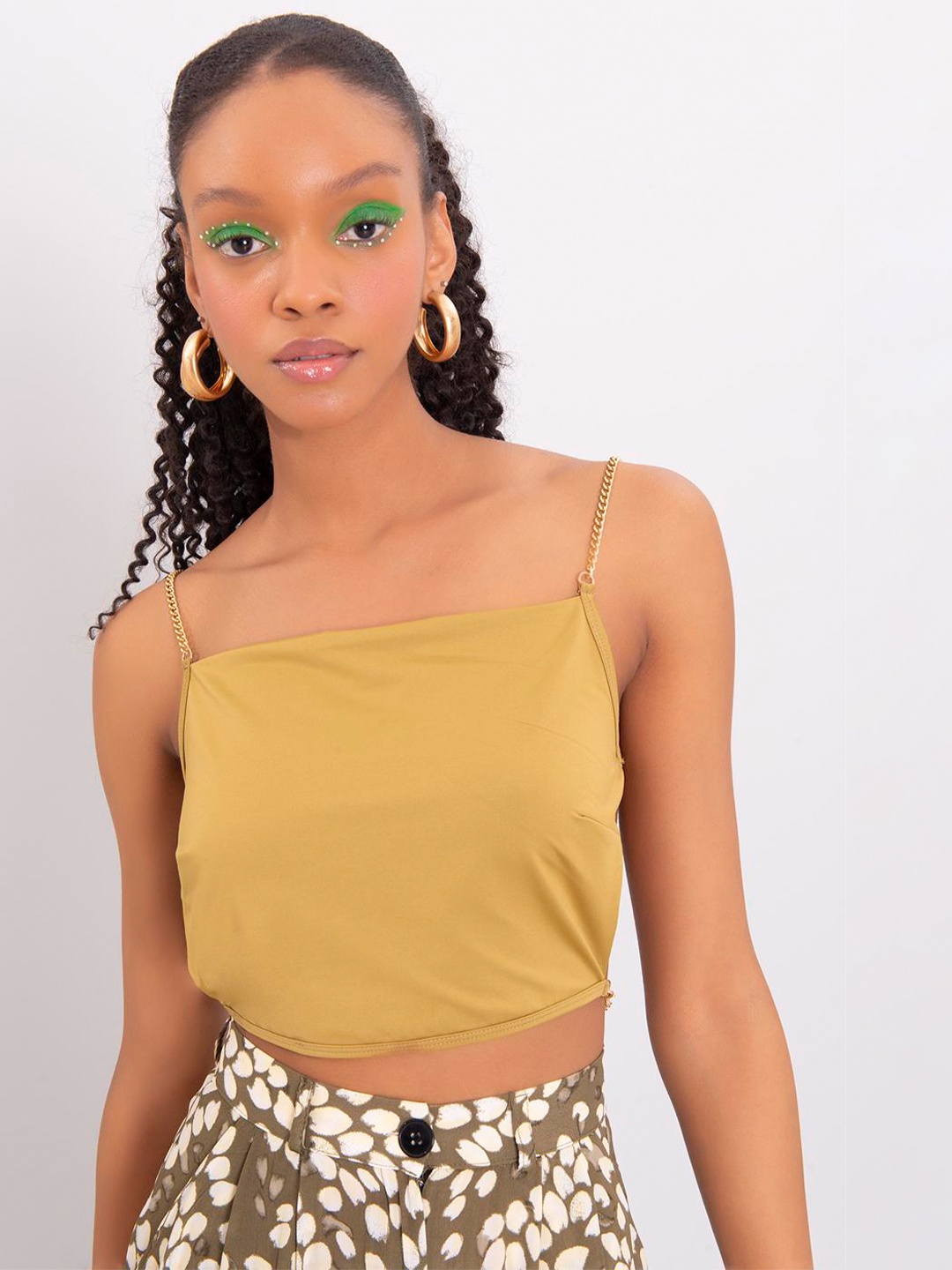 

PRET A TUER Shoulder Straps Styled Back Crop Top, Yellow