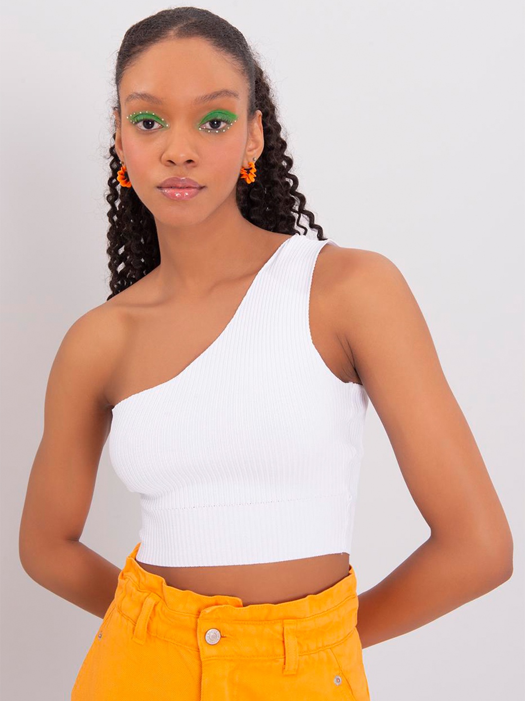 

PRET A TUER One Shoulder Fitted Crop Top, White